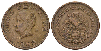 Мексика 5 сентаво 1953 Жозефа Ортис де Домингес KM 424 бронза 4597-1152