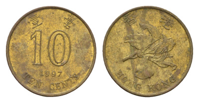 Гонконг 10 центов 1997 Елизавета II (1952-2022) KM 66 сталь плакированная латунью 4547-1166