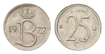 Бельгия 25 сантимов 1972 Belgie KM 154 медно-никель 4684-758