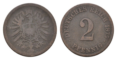 Германия 2 пфеннига 1875 KM 2, J. 2 медь 4685-441