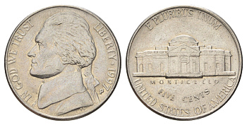 США 5 центов 1997 P, Джефферсон KM A192 медно-никель 4671-1232