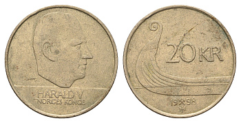 Норвегия 20 крон 1998 Харальд V (1991-) KM 453 никель латунь 221-1012