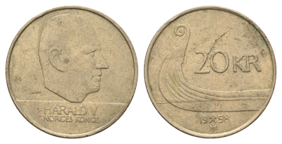 Норвегия 20 крон 1998 Харальд V (1991-) KM 453 никель латунь 221-1012