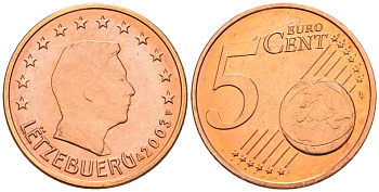 Люксембург 5 евроцентов 2003 KM 77 сталь плакированная медью UNC 4147-816