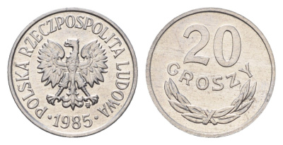 Польша 20 грошей 1985 Y A47 алюминий UNC 3336-555