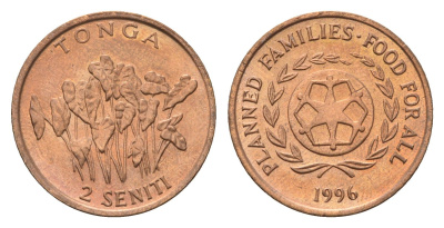 Тонга 2 сенити 1996 ФАО - Планирование семьи KM 67 бронза UNC 4395-711