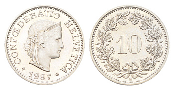 Швейцария 10 раппенов 1997 B KM 27 медно-никель 4708-239