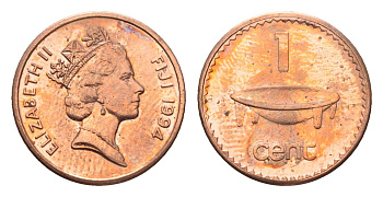 Фиджи 1 цент 1994 KM 49a цинк плакированный медью UNC 4697-657