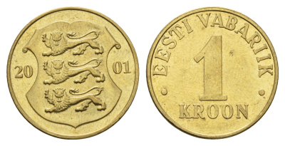 Эстония 1 крона 2001 KM 35 латунь 4688-716
