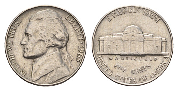 США 5 центов 1963 Джефферсон KM A192 медно-никель 4685-515