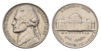 США 5 центов 1963 Джефферсон KM A192 медно-никель 4685-515