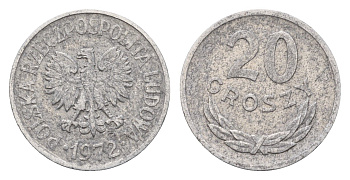 Польша 20 грошей 1972 Y A47 алюминий 4684-969