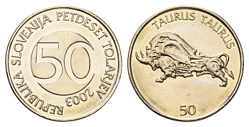 Словения 50 толаров 2003 KM 52 медно-никель UNC 4693-146
