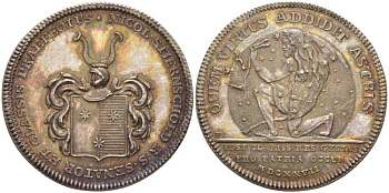 ШВЕЦИЯ МЕДАЛЬ 1627 АДМИРАЛ НИЛЬС STJERNSCHOLD (1583-1627), ГУСТАВ II АДОЛЬФ, POST GLARISS RES GESTAS PRO PATRIA OCCUB 1627, ДИАМЕТР 32 ММ., ВЕС 11,6 ГР. серебро UNC 1517-1413
