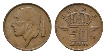 Бельгия 50 сантимов 1979 Belgie KM 149 бронза 4684-764