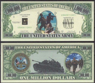 США 1000000 долларов 2002 Армия США бумага UNC (пресс) 7197-17-3