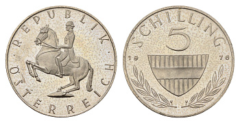 Австрия 5 шиллингов 1976 KM 2889a медно-никель PROOF 181-641