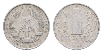 ГДР 1 пфенниг 1963 A KM 8.1 алюминий 4630-619