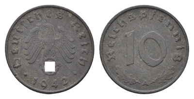 Германия 10 рейхспфеннигов 1942 A KM 101, J. 371 цинк 4684-237
