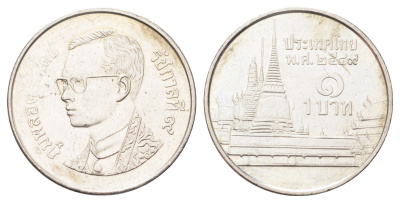 Таиланд 1 бат 2006 BE 2549, Рама IX (1946-2016), королевский дворец Y 183 медно-никель 4701-338