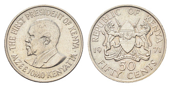 Кения 50 центов 1971 KM 13 медно-никель UNC 4705-426