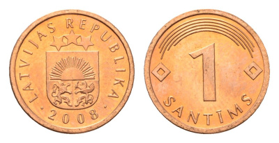Латвия 1 сантим 2008 KM 15 сталь плакированная медью UNC 4689-914