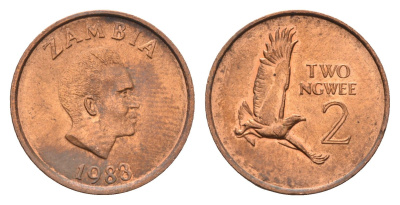 Замбия 2 нгве 1983 KM 10a сталь плакированная медью UNC 4701-1159