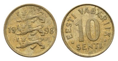 Эстония 10 сентов 1998 KM 22 латунь 4696-234