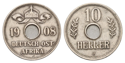 Германская Восточная Африка 10 геллеров 1908 J KM 12 медно-никель 1527-415