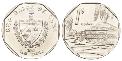 Куба 1 песо 2012 хижины Гуама KM 579 сталь плакированная никелем UNC 4699-1012