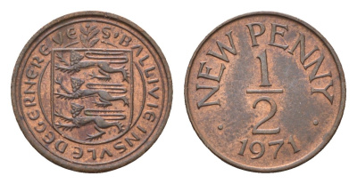 Гернси 1/2 пенни 1971 год-тип KM 20 бронза 4696-243