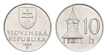 Словакия 10 геллеров 1999 KM 17 алюминий UNC 4685-643