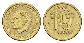 Швеция 10 крон 2000 Карл XVI Густав (1973-) KM 877 нордик 4642-524