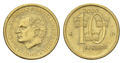 Швеция 10 крон 2000 Карл XVI Густав (1973-) KM 877 нордик 4642-524