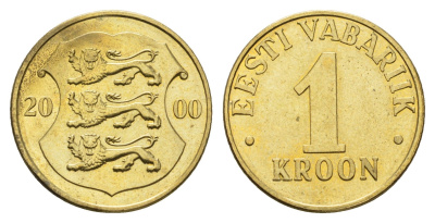 Эстония 1 крона 2000 KM 35 латунь UNC 4688-654