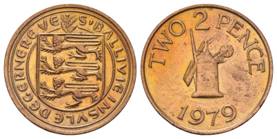 Гернси 2 пенса 1979 Елизавета II (1952-2022), ветряная мельница KM 28 бронза 4666-447