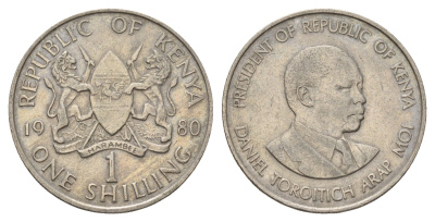 Кения 1 шиллинг 1980 Дэниэл арап Мои KM 20 медно-никель 4662-617