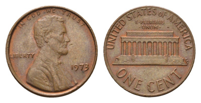 США 1 цент 1973 Линкольн KM 201 медь цинк 4684-159