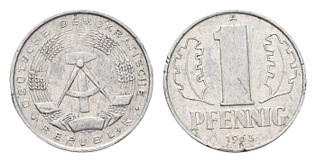 ГДР 1 пфенниг 1963 A KM 8.1 алюминий 4685-1258