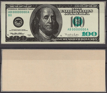 США 100 долларов - наклейка 1996 пластик UNC (пресс) 7196-2-3