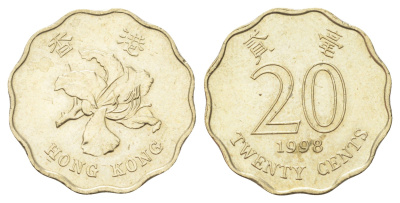 Гонконг 20 центов 1998 KM 67 никель латунь UNC 4701-233