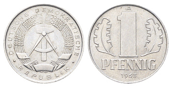 ГДР 1 пфенниг 1963 A KM 8.1 алюминий 4697-564