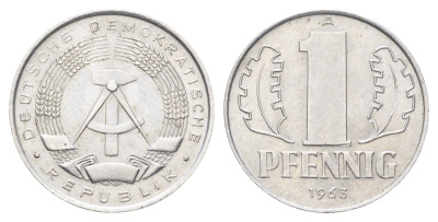 ГДР 1 пфенниг 1963 A KM 8.1 алюминий 4697-564