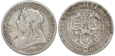 Великобритания 1 шиллинг 1899 Виктория (1837-1901) KM 780, Spink 3940A серебро 51-3123