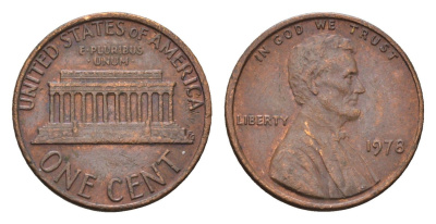 США 1 цент 1978 Авраам Линкольн KM 201 медь цинк 4684-931