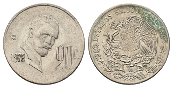 Мексика 20 сентаво 1976 Мо, Игнасио Мадеро KM 442 медно-никель 4580-1049