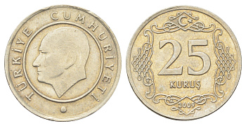 Турция 25 курушей 2009 Кемаль Ататюрк KM 1242 медно-никель 4697-1215