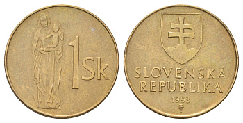 Словакия 1 крона 1993 KM 12 сталь плакированная бронзой 4671-143
