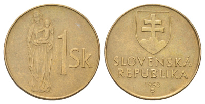 Словакия 1 крона 1993 KM 12 сталь плакированная бронзой 4671-143