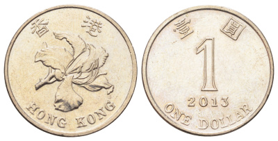 Гонконг 1 доллар 2013 KM 69a медно-никель UNC 4700-322